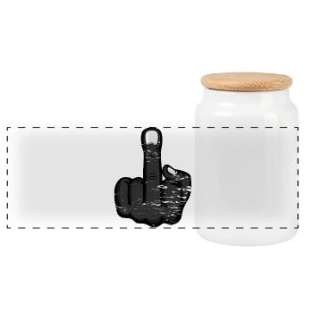 Doigt du milieu Stinky Finger Design Noir utilisé - Boîte à biscuits avec couvercle en bois - blanc - Devant