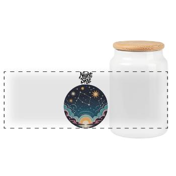 Night Sky - Panoramic Cookie Jar with Wooden Lid - white - Front