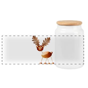 Funny Chestnut Reindeer – Crafting Fun & Childhood - Panoramic Cookie Jar with Wooden Lid - white - Front