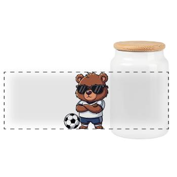 Süßer Bär Fußballspieler Braunbär Cartoon Cool - Panorama Keksdose mit Holzdeckel - Weiß - Vorne