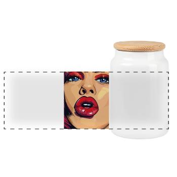 Look rouge à lèvres pop art - Boîte à biscuits avec couvercle en bois - blanc - Devant