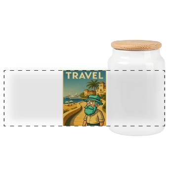Affiche de voyage Art déco avec grand-père en Méditerranée - Boîte à biscuits avec couvercle en bois - blanc - Devant
