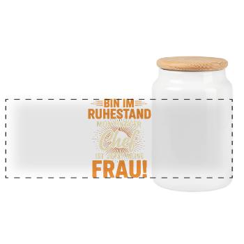 Dicton de la retraite : Ma patronne est ma femme Lustig - Boîte à biscuits avec couvercle en bois - blanc - Devant
