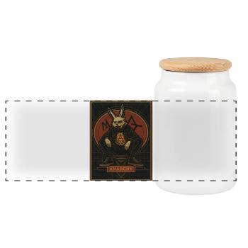 Anarchic bunny in punk style - Panoramic Cookie Jar with Wooden Lid - white - Front