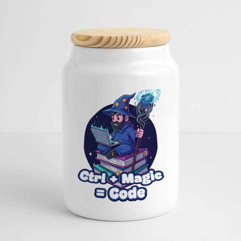 Assistant Ctrl Magic Code Boîte à biscuits avec couvercle en bois