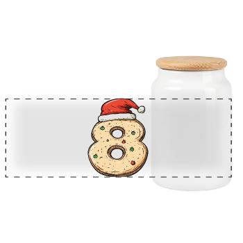 8 Number Cookie Christmas - Panoramic Cookie Jar with Wooden Lid - white - Front