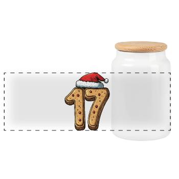 Biscuit de Noël à 17 chiffres - Boîte à biscuits avec couvercle en bois - blanc - Devant