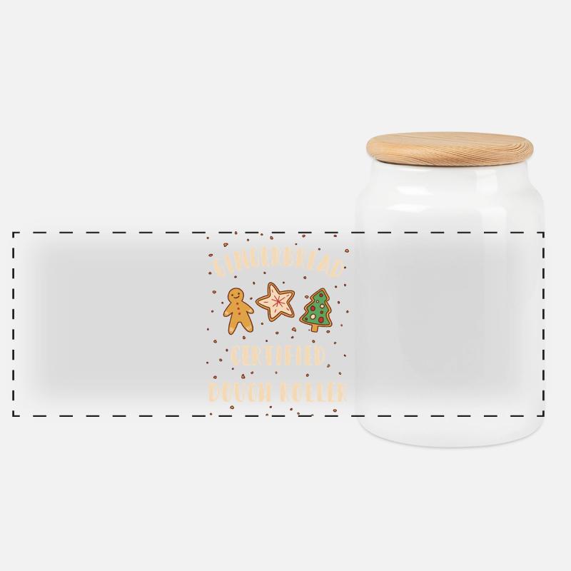 Gingerbread Dough Roller - Weihnachten backen - Panorama Keksdose mit Holzdeckel - Weiß