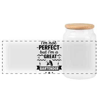 Pas parfait mais un super barman - Boîte à biscuits avec couvercle en bois - blanc - Devant