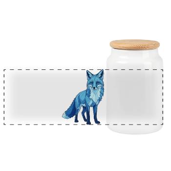 Blauer Polygonfuchs - Panorama Keksdose mit Holzdeckel - Weiß - Vorne