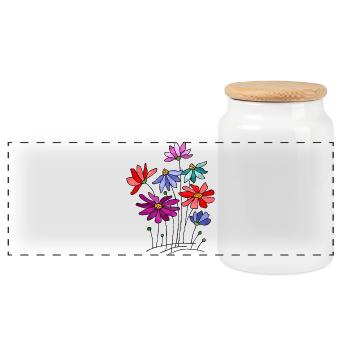 Fleur - Boîte à biscuits avec couvercle en bois - blanc - Devant