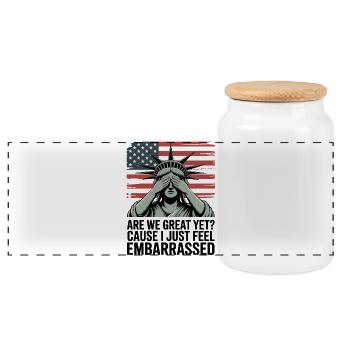 Are We Great Yet? Protest Graphic  - Panoramic Cookie Jar with Wooden Lid - white - Front