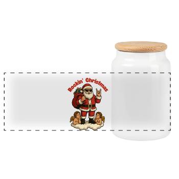 Rockin' Christmas Santa Vibes - Panorama Keksdose mit Holzdeckel - Weiß - Vorne