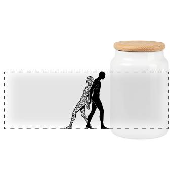 Shadow and Mummy Connected Body - Panoramic Cookie Jar with Wooden Lid - white - Front