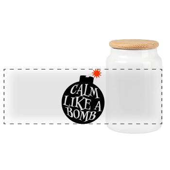 Calm Like Bomb Paradox Ironie Humor Explosiv Witz - Panorama Keksdose mit Holzdeckel - Weiß - Vorne