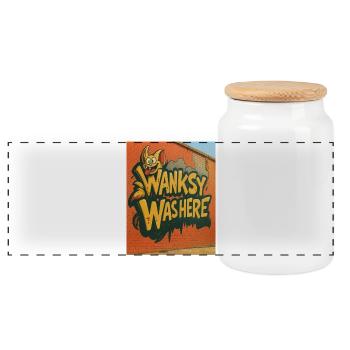 Wanksy était là Graffiti - Boîte à biscuits avec couvercle en bois - blanc - Devant