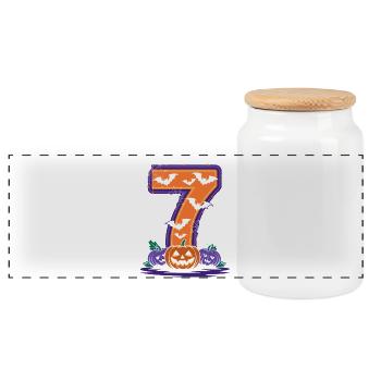 Design d’Halloween 7 avec des citrouilles et des chauves-souris - Boîte à biscuits avec couvercle en bois - blanc - Devant