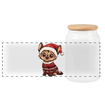 Noël de la hyène - Boîte à biscuits avec couvercle en bois - blanc - Devant