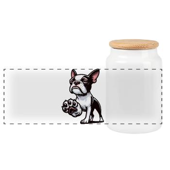 Boston Terrier Boston terrier besitzer Bosti - Panorama Keksdose mit Holzdeckel - Weiß - Vorne
