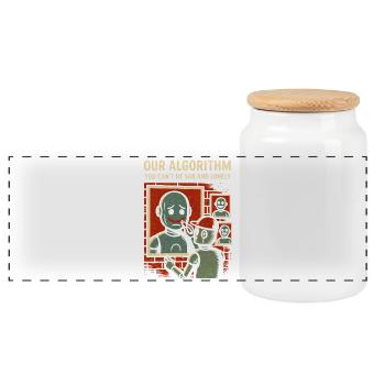 Our Algorithm Shirt for Programmers and Creators - Panoramic Cookie Jar with Wooden Lid - white - Front