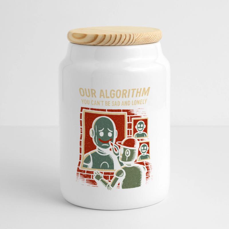 Our Algorithm Shirt for Programmers and Creators Panoramic Cookie Jar with Wooden Lid