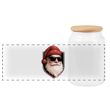 STAR SANTA — Red Glitter MAX Glitter Santa Claus - Panoramic Cookie Jar with Wooden Lid - white - Front