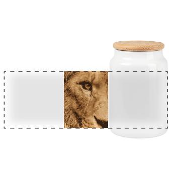 115304478_156230401_Lion_eye - Panoramic Cookie Jar with Wooden Lid - white - Front