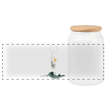 Vague abstraite – Art géométrique du surf - Boîte à biscuits avec couvercle en bois - blanc - Devant