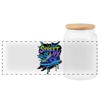 Streetwear Sneakers - Panoramic Cookie Jar with Wooden Lid - white - Front