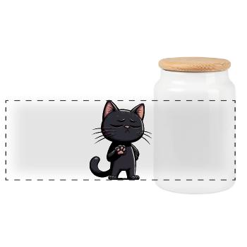 Funny Cat Cats Cat Lover Kitten - Panoramic Cookie Jar with Wooden Lid - white - Front