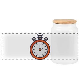 Stopwatch - Panoramic Cookie Jar with Wooden Lid - white - Front