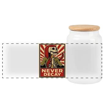 Punk Squelette Never Decay - Boîte à biscuits avec couvercle en bois - blanc - Devant