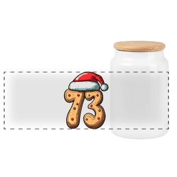 73 Number Cookie Christmas - Panoramic Cookie Jar with Wooden Lid - white - Front
