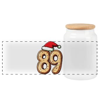 89 Number Cookie Christmas - Panoramic Cookie Jar with Wooden Lid - white - Front