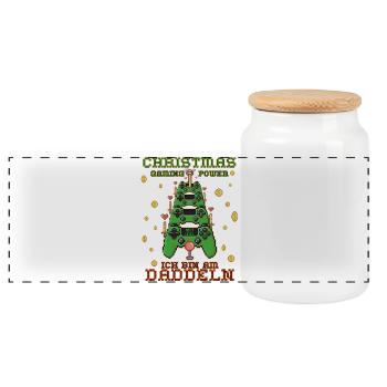 Gaming Christmas - Panorama Keksdose mit Holzdeckel - Weiß - Vorne