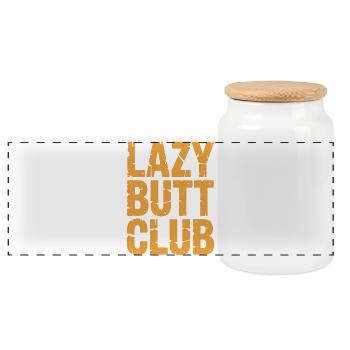 Lazybuttclub Gym Fitness Workout - Panoramic Cookie Jar with Wooden Lid - white - Front