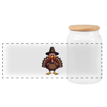 Thanksgiving Drôle Dinde de Thanksgiving - Boîte à biscuits avec couvercle en bois - blanc - Devant