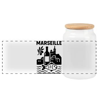 marseille silhouette - Panorama Keksdose mit Holzdeckel - Weiß - Vorne