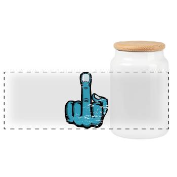 Doigt du milieu Doigt puant Baise Tu Design - Boîte à biscuits avec couvercle en bois - blanc - Devant