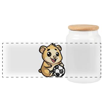 Hamster câlin avec ballon de foot - Boîte à biscuits avec couvercle en bois - blanc - Devant