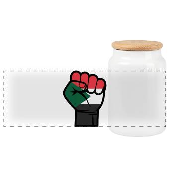 Free Palestine - Gaza T-Shirt - Panoramic Cookie Jar with Wooden Lid - white - Front