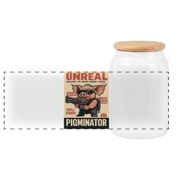 Pigminator Retro Weapon Cover - Panoramic Cookie Jar with Wooden Lid - white - Front