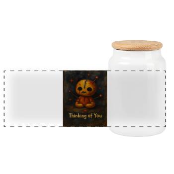 Patch cuddly toy Think of yourself - Panoramic Cookie Jar with Wooden Lid - white - Front
