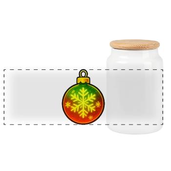 Weihnachtskugel Schneeflocke Ornament - Panorama Keksdose mit Holzdeckel - Weiß - Vorne
