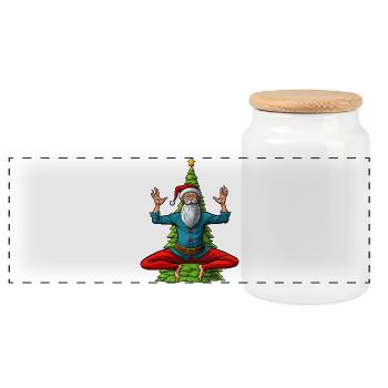 Noël des yogis - Boîte à biscuits avec couvercle en bois - blanc - Devant