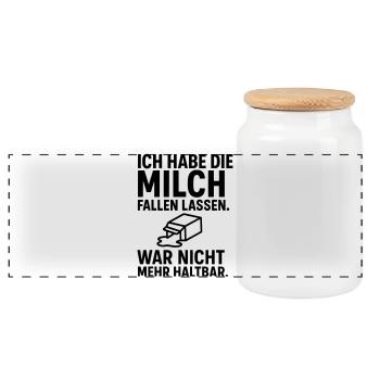 Durée de conservation de la chute du lait - Boîte à biscuits avec couvercle en bois - blanc - Devant