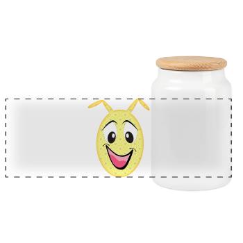 Monstre au Cœur Jaune - Boîte à biscuits avec couvercle en bois - blanc - Devant