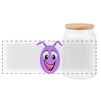 Visage Amusant Purple Heart - Boîte à biscuits avec couvercle en bois - blanc - Devant