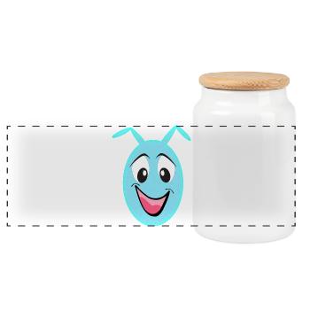 Dessin animé Sourire au Cœur Bleu - Boîte à biscuits avec couvercle en bois - blanc - Devant