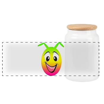 Rainbow Smile - Panoramic Cookie Jar with Wooden Lid - white - Front